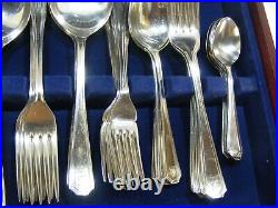 Vintage Silver Plated Cutlery Set 58 Pieces Grecian 6 Places Monogram F Canteen