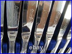 Vintage Silver Plated Cutlery Set 58 Pieces Grecian 6 Places Monogram F Canteen