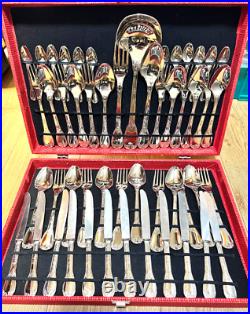 Vintage Silver Plated Cutlery Set of 51 Pieces Super Inox Boxed