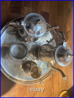Vintage Silver Plated Tea Set EPNS 5 Piece Tray Teapot Sugar Creamer