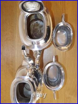 Vintage Stunning 4 Piece Silver Plated Gadrooned Tea/Coffee Set