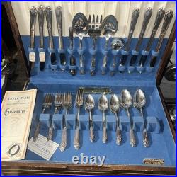 Vintage Tudor silver Plate By Oneida Community Silversmiths Flatware 53 Pieces