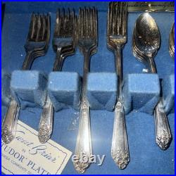 Vintage Tudor silver Plate By Oneida Community Silversmiths Flatware 53 Pieces