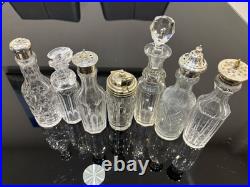 Vintage Victorian 7 Piece Silver Plated / Cut Glass Condiment Cruet Set & Stand
