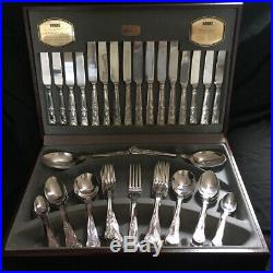Vintage Viners Sheffield Kings Pattern Cutlery 8 Setting Silver Plate 59 pieces