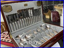 Vintage Viners Silver Plate Dubarry Canteen Cutlery Set For 8 Knives Forks Spoon