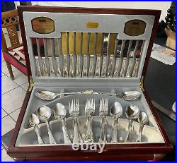 Vintage Viners Silver Plate EPNS Canteen Cutlery Bead Beaded Pattern 58 Pieces