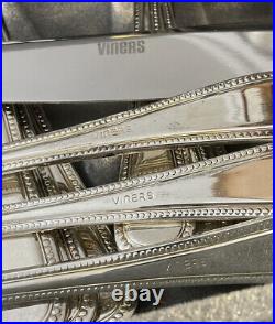 Vintage Viners Silver Plate EPNS Canteen Cutlery Bead Beaded Pattern 58 Pieces