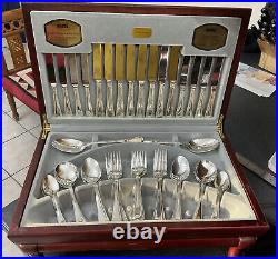 Vintage Viners Silver Plate EPNS Canteen Cutlery Bead Beaded Pattern 58 Pieces