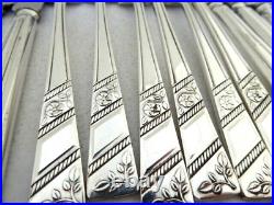 Vintage Viners Silver Plated Silver Rose Cutlery 42 Piece Set Knives Forks Spoon