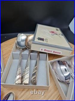 Vintage Viners Silver Rose Plated Cutlery Sets Spoons Forks etc 74 Pieces