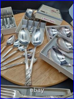 Vintage Viners Silver Rose Plated Cutlery Sets Spoons Forks etc 74 Pieces