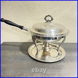 Vintage WM Rogers & Son Silver Plate Chafing Dish Spring Flower Six Pieces #2075
