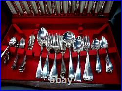 Vintage Walker&Hall Silver Cutlery 74 Pieces Set Canteen Wooden Sheffield