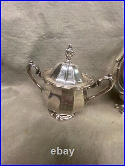 Vintage Webster Wilcox 3 Piece Silver Plate Tea Set English Flutes I. S. #8001