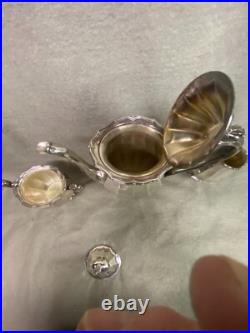 Vintage Webster Wilcox 3 Piece Silver Plate Tea Set English Flutes I. S. #8001