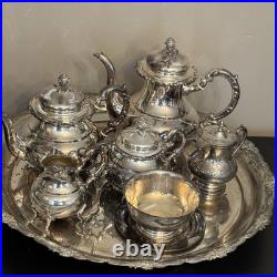 Vintage Wilcox Silver Plate Tea Set with Tray + Bonus Pieces Military Inscribed