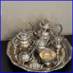 Vintage Wilcox Silver Plate Tea Set with Tray + Bonus Pieces Military Inscribed