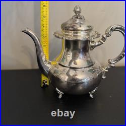 Vintage Wilcox Silver Plate Tea Set with Tray + Bonus Pieces Military Inscribed