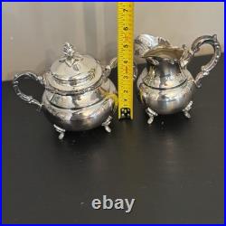 Vintage Wilcox Silver Plate Tea Set with Tray + Bonus Pieces Military Inscribed