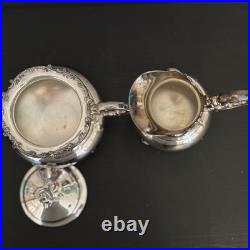 Vintage Wilcox Silver Plate Tea Set with Tray + Bonus Pieces Military Inscribed