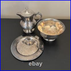 Vintage Wilcox Silver Plate Tea Set with Tray + Bonus Pieces Military Inscribed