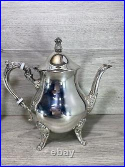 Vintage elegant Silver Plated 4 Piece Footed Ornate Tea & Coffee Set shiny cond