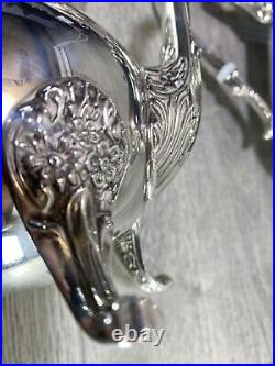 Vintage elegant Silver Plated 4 Piece Footed Ornate Tea & Coffee Set shiny cond