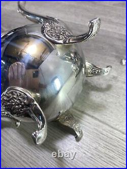 Vintage elegant Silver Plated 4 Piece Footed Ornate Tea & Coffee Set shiny cond