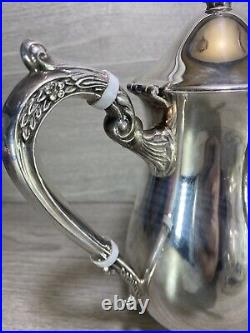Vintage elegant Silver Plated 4 Piece Footed Ornate Tea & Coffee Set shiny cond