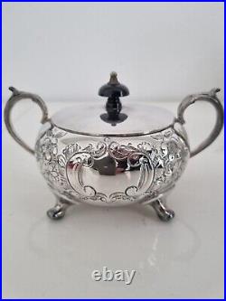 Vintage hand chased embossed silver plate tea and coffee set (5 piece)