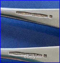 Vintage silver plated Mappin & Webb rattail 48 piece cutlery canteen oak box