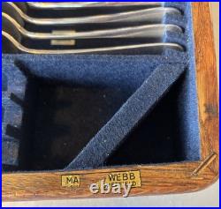 Vintage silver plated Mappin & Webb rattail 48 piece cutlery canteen oak box