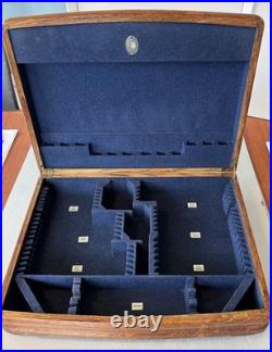 Vintage silver plated Mappin & Webb rattail 48 piece cutlery canteen oak box