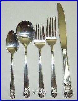 Vtg 1847 Rogers Eternally Yours 55 Piece Silver Plate Flatware Set for 8 with Case