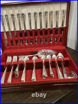 Vtg 1953 Bridal Corsage Wallace Silver plate 12 Place Setting With Serving Piece