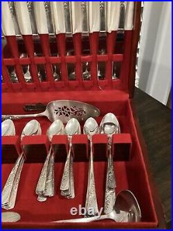Vtg 1953 Bridal Corsage Wallace Silver plate 12 Place Setting With Serving Piece