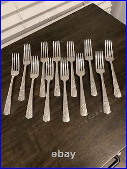 Vtg 1953 Bridal Corsage Wallace Silver plate 12 Place Setting With Serving Piece