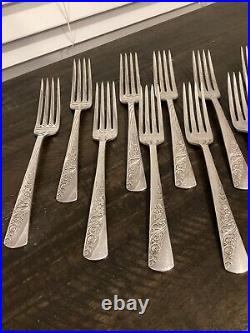 Vtg 1953 Bridal Corsage Wallace Silver plate 12 Place Setting With Serving Piece