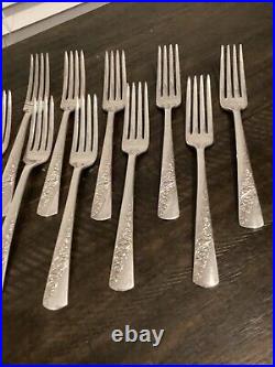Vtg 1953 Bridal Corsage Wallace Silver plate 12 Place Setting With Serving Piece