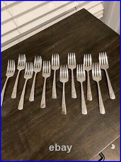 Vtg 1953 Bridal Corsage Wallace Silver plate 12 Place Setting With Serving Piece