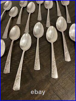 Vtg 1953 Bridal Corsage Wallace Silver plate 12 Place Setting With Serving Piece