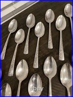 Vtg 1953 Bridal Corsage Wallace Silver plate 12 Place Setting With Serving Piece