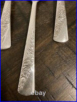 Vtg 1953 Bridal Corsage Wallace Silver plate 12 Place Setting With Serving Piece