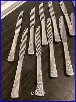 Vtg 1953 Bridal Corsage Wallace Silver plate 12 Place Setting With Serving Piece