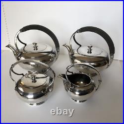 Vtg Art Deco 1920-30s Meriden Britannia 980 Silver Plate 4 Piece Tea Coffee Set