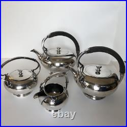 Vtg Art Deco 1920-30s Meriden Britannia 980 Silver Plate 4 Piece Tea Coffee Set
