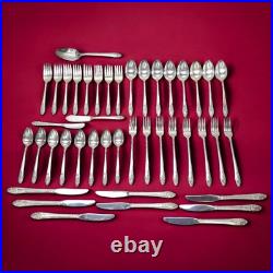 Vtg Community Oneida Evening Star Silver Plate 44 Piece Silverware Serving For 8