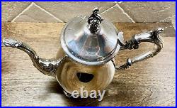 Vtg F B Rogers Ornate Silver Plate Seven Piece Coffee and Tea Service