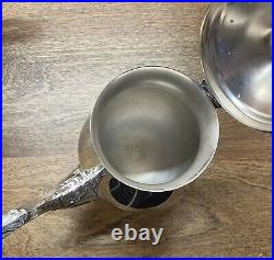 Vtg F B Rogers Ornate Silver Plate Seven Piece Coffee and Tea Service